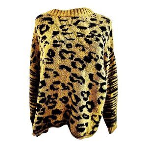 For The Republic Leopard Animal Print Pullover Sweater Size Medium